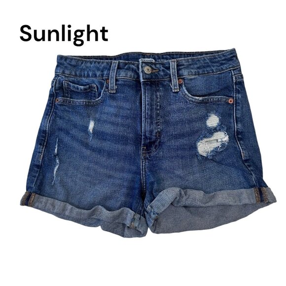 Old Navy Pants - Old Navy Hi-Rise O.G. Shorts Women SZ 4 Distressed Cuffed -Blue Denim No SZ Tags